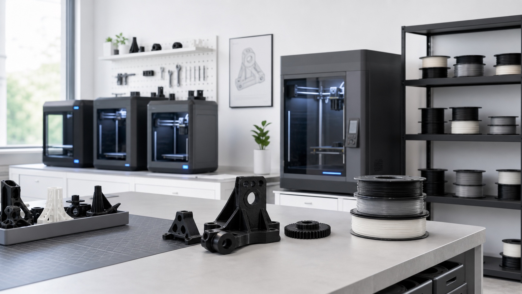Современная аккуратная зона 3D-печати BB-PRINT без людей